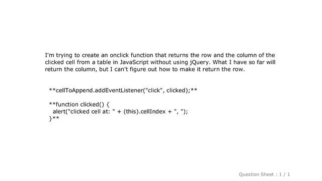 HTML : Find row and column of clicked table cell in JavaScript without jQuery смотреть онлайн