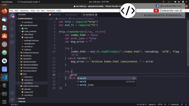 Leer archivo JSON para reemplazar contenido en archivo HTML. Vanilla NODEJS - JSON - HTML смотреть онлайн