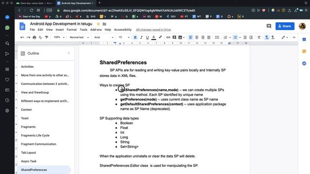 SharedPreferences in android | Android App Development Tutorials for beginners in Telugu смотреть онлайн