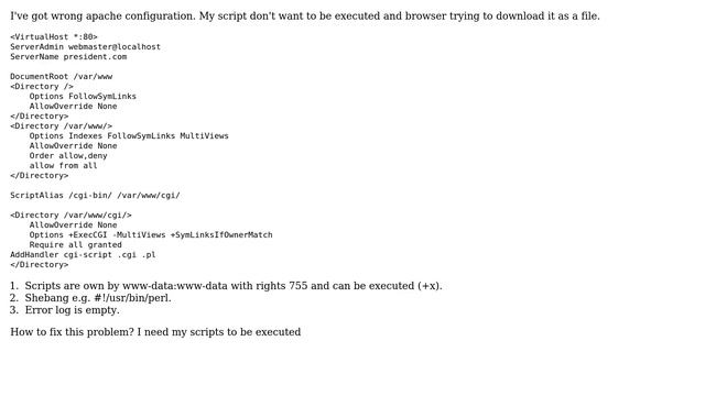 Wrong apache configuration. Perl scripts cannot execute смотреть онлайн