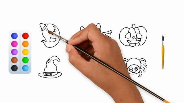Cómo dibujar y pintar dibujos de HALLOWEEN || || Video para niños смотреть онлайн