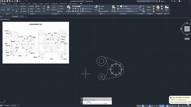 AutoCAD Tutorial-15 2D Mechanical Drawings || command with assignment 26 #autocad #26 смотреть онлайн