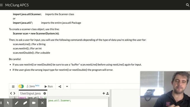 McClung APCS - 1.4.2 Scanner Class (User Input) смотреть онлайн