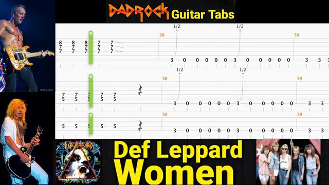 Women - Def Leppard - Guitar + Bass TABS Lesson смотреть онлайн