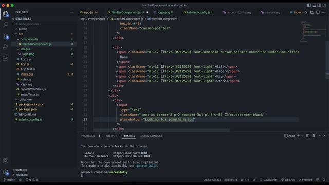 3 - StarBucks Clone | NavBar | Reactjs | TailwindCSS