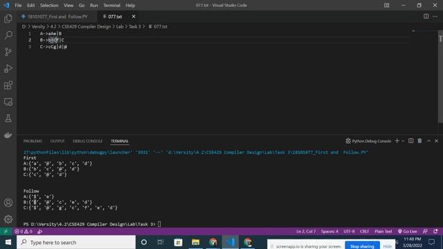 First and Follow Function || Python Code Explain || Compiler Design || Part 2 смотреть онлайн