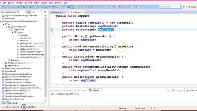 22.Injecting Collection like Array,List and Set with Values data type practical example смотреть онлайн