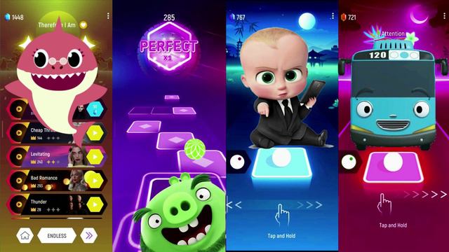 Baby Shark vs Angry Birds vs Baby Boss vs Tayo | Tiles Hop EDM Rush смотреть онлайн