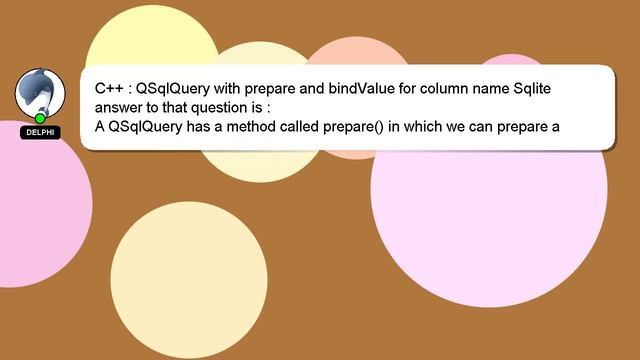 C++ : QSqlQuery with prepare and bindValue for column name Sqlite смотреть онлайн