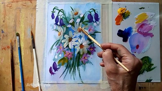 Букетик с РОМАШКАМИ/ рисуем вместе смотреть онлайн