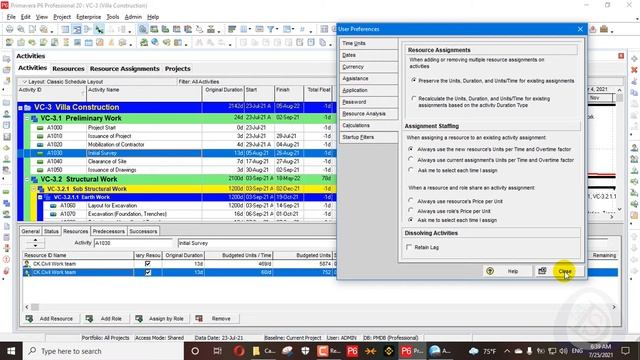 Explained Assignment Staffing in user preferences | settings in Primavera P6 | Advanced Tutorial | смотреть онлайн