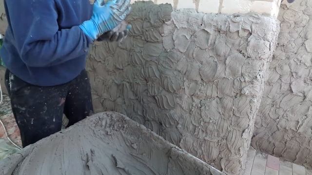 как оформить фундамент дома . декоративная штукатурка под камень. смотреть онлайн