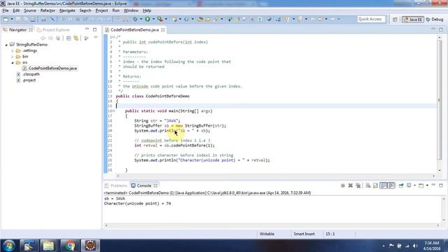 Java StringBuffer [codePointBefore(int index) method] | Java Tutorial смотреть онлайн