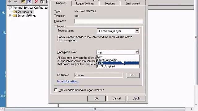 Change encryption level in Terminal Server configuration смотреть онлайн