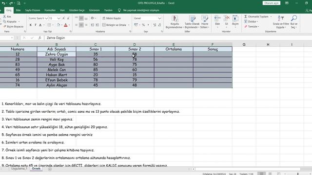 MS Excel'de kenarlık ekleme, metin biçimlendirme, sıralama, Eğer fonksiyonu, ... ile çalışma смотреть онлайн