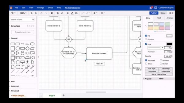 How to create and use container shapes in draw.io to collapse and expand content