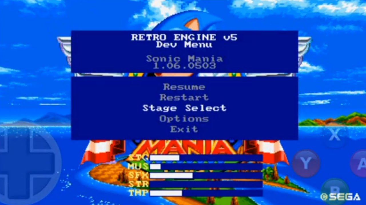 Development menu for Sonic Mania Plus on Android Exagear Windows emulator with tutorial! смотреть онлайн