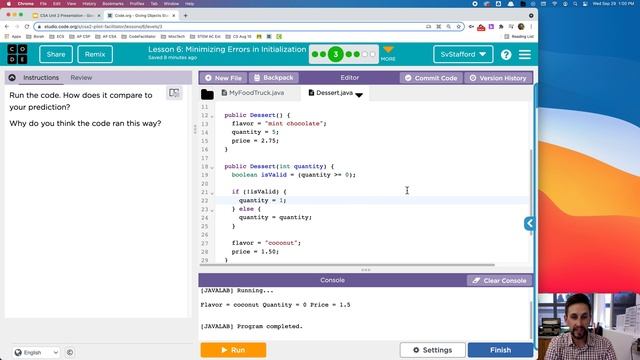 Code.org AP CSA U2L6 Minimizing Errors in Initialization смотреть онлайн