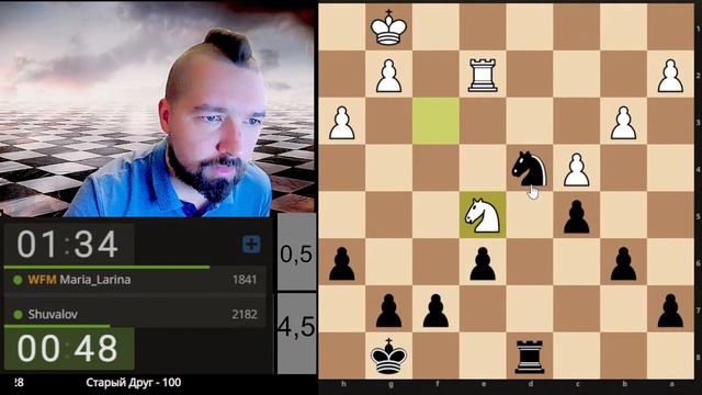 Евгений ШУВАЛОВ 🆚 WFM Мария ЛАРИНА ♟ Гандикап-матч на lichess.org [RU]