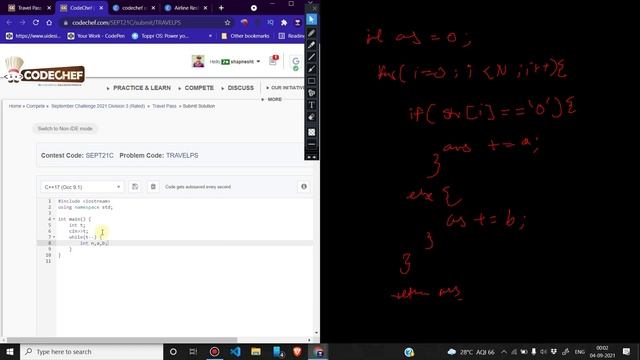 Travel Pass (TRAVELPS) | September Challenge 2021 Division 3 | CodeChef August Long Challenge смотреть онлайн