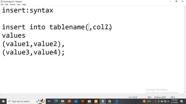 SQL 3 (Insertion of data) смотреть онлайн
