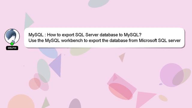 MySQL : How to export SQL Server database to MySQL? смотреть онлайн