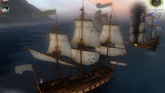 Age of Pirates 2 - 4 Spanish ships vs. my Corvette + the biggest Class 1 'Soleil Royal' смотреть онлайн