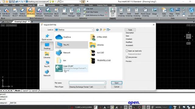 How to import dxf file in True intilliCAD 11 смотреть онлайн