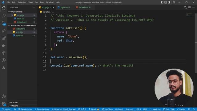Javascript Interview Questions ( 'this' Keyword ) - Output Based, Scope, Implicit Binding, etc смотреть онлайн