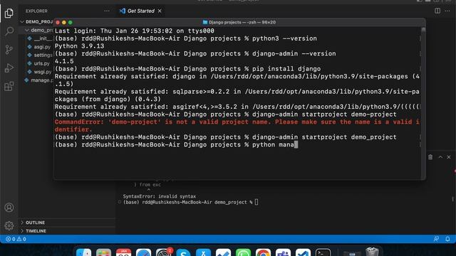 Python Django Setup VScode Virtual environment configuration - macOS смотреть онлайн