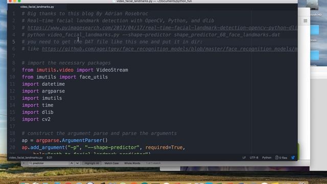 Code Run Through: Real time facial landmark detection with OpenCV, Python, and dlib смотреть онлайн