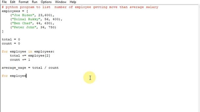 python program to list number of employee getting more than average salary смотреть онлайн