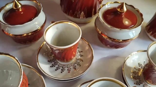 #Фарфор. Коростеньский фарфор. Чайный #сервиз, кофейный сервиз. #Посуда из #СССР. Смотрим, любуемся