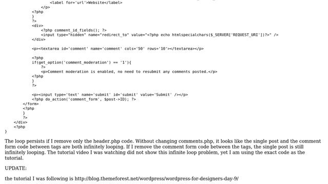 Wordpress: infinite loop on page with comments after changing comments.php and header.php смотреть онлайн