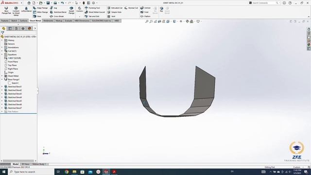SOLIDWORKS SHEET METAL SKETCHED BEND - EXERCISE 01 смотреть онлайн