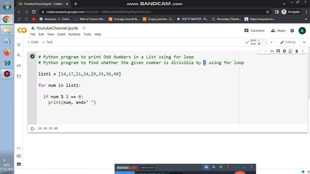 Python program to print Odd/Even Numbers in a List using for loop смотреть онлайн