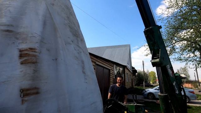 Транспортировка крана-паука на тракторе МТЗ-80Л. Перекидываем ТОННЫ цемента!