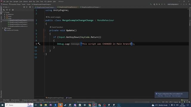 Конфликты при слиянии кода в Git (Merge Conflicts). Используем Rider смотреть онлайн