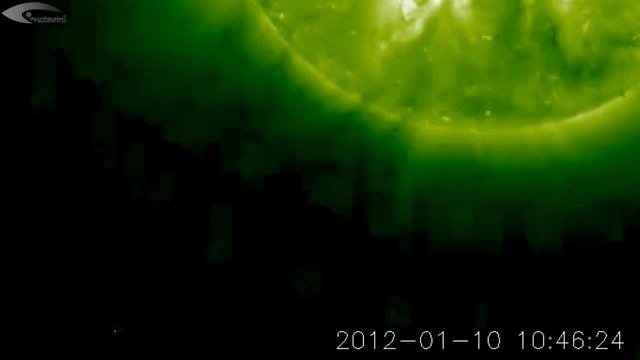 UFO near the Sun - Review for January 10, 2012 (SOHO STEREO Behind EUVI 195). смотреть онлайн