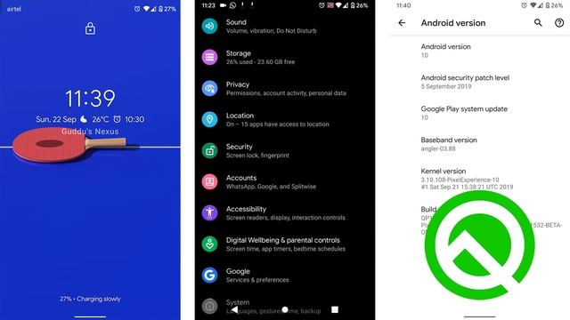 Android 10 In Nexus 6P Official AOSP Based Pixel Experience Rom Android Q