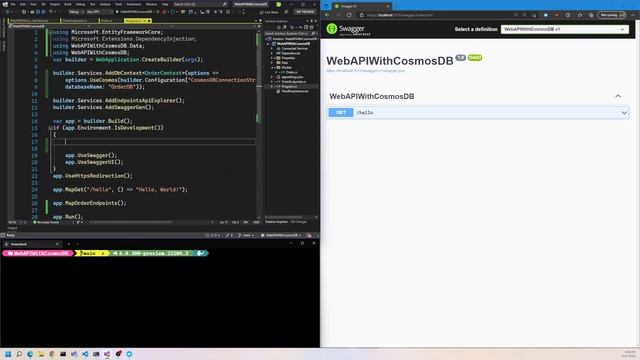 Minimal API using Azure Cosmos DB (Emulator) with Entity Framework in Visual Studio смотреть онлайн