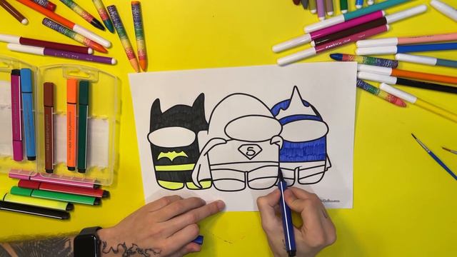 Superheroes in Among Us / coloring book #coloring #colors #amongus #superheroes смотреть онлайн