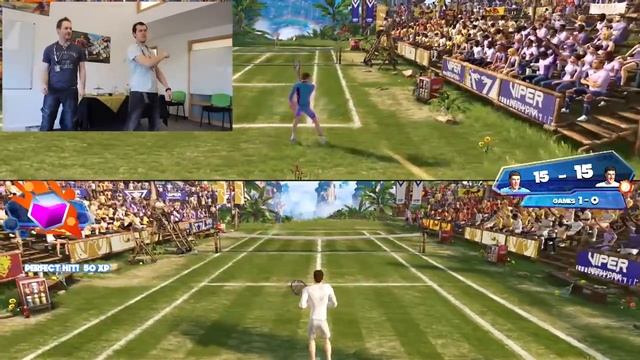 Kinect Sports Rivals Tennis Gameplay - Outside Xbox vs Eurogamer смотреть онлайн