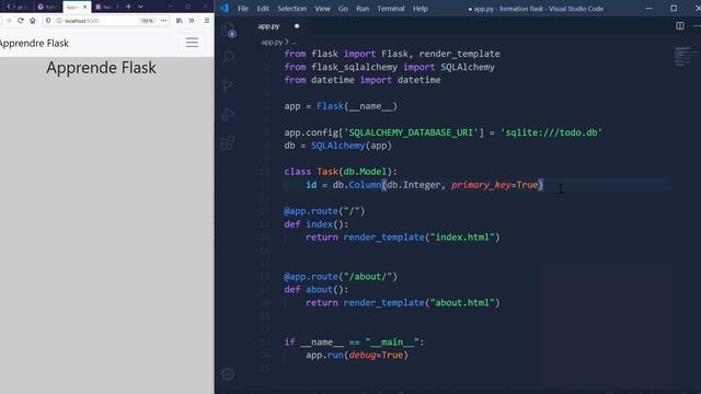 FORMATION PYTHON FLASK, CRÉER LA BASE DE DONNÉES ET LES TABLES смотреть онлайн