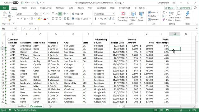 Average percentages in Excel with a calculated field by Chris Menard смотреть онлайн