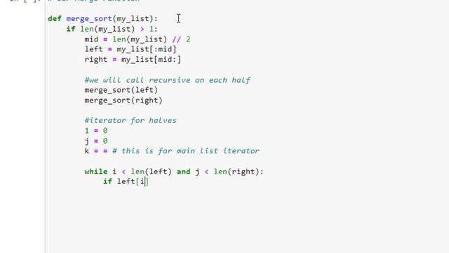 Merge Sort in Python using Jupyter Notebook смотреть онлайн