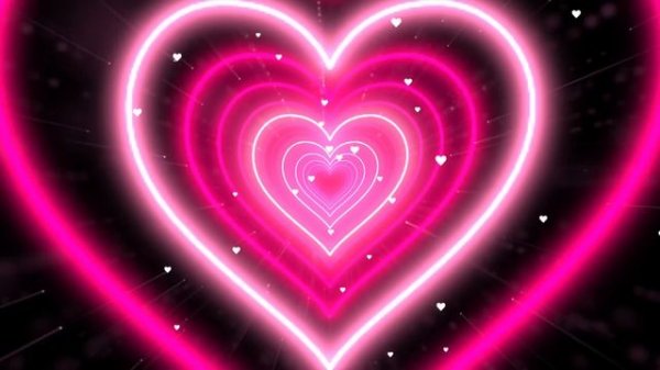 Heart Tunnel?Pink Heart Background | Neon Heart Background Video Loop [3 Hours]-4K