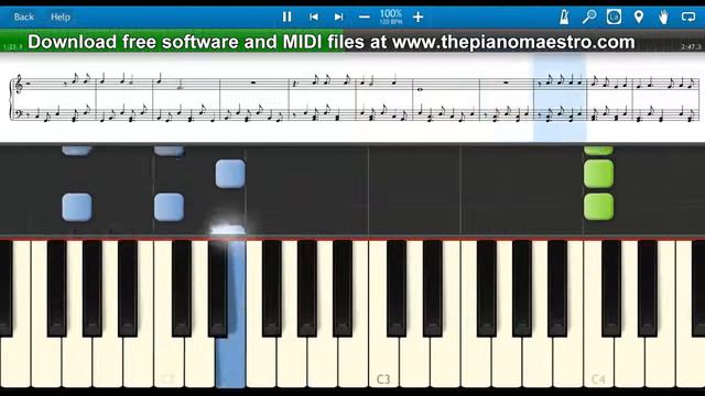 Across the Universe - The Beatles -- piano lesson with Synthesia смотреть онлайн