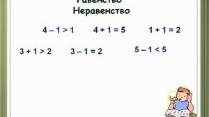 Равенство. Неравенство (1 класс, математика)
