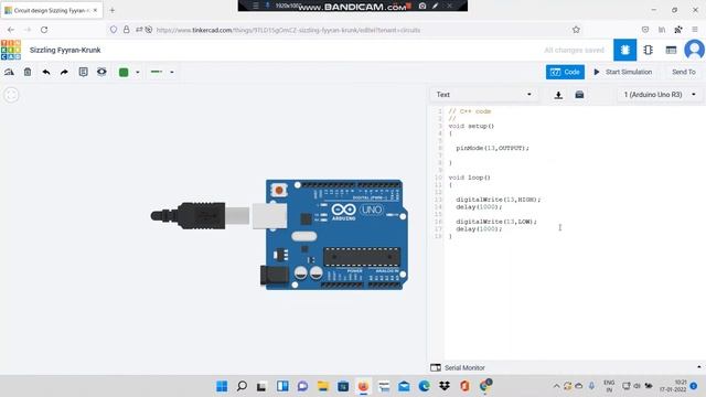 Arduino Board Testing by Blinking LED using TinkerCAD and arduino IDE смотреть онлайн